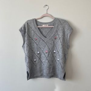 Floral grey sweater vest